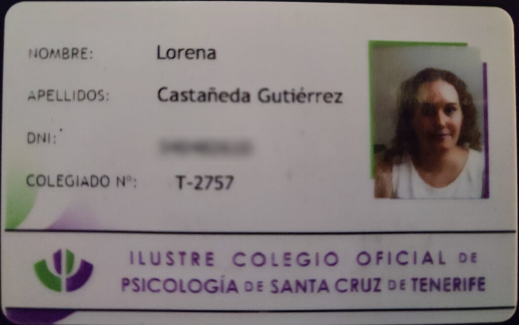 Foto del carne de colegiada psicóloga Lorena Castañeda Gutiérrez