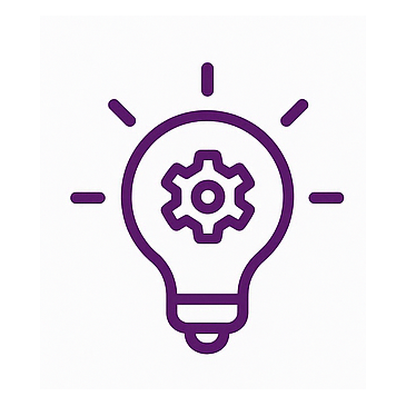 Bombilla encendida con un engranaje dentro, simboliza el encuentro de soluciones con ayuda de la psicóloga