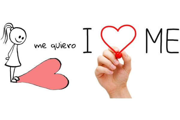 Mejora tu autoestima. Imagen con corazones, mensaje "me quiero"
