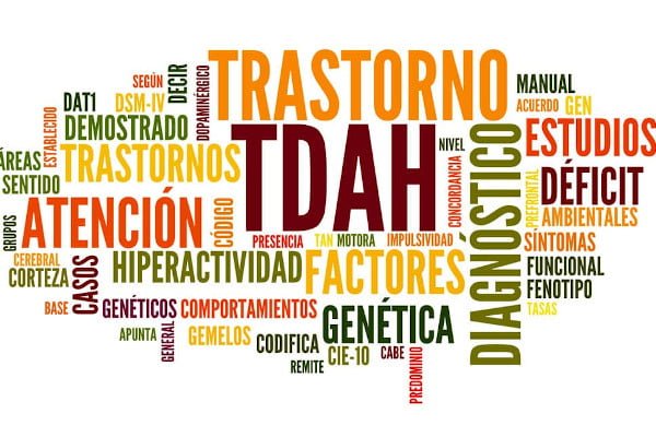 TDAH, nube de palabras relacionadas con este trastorno